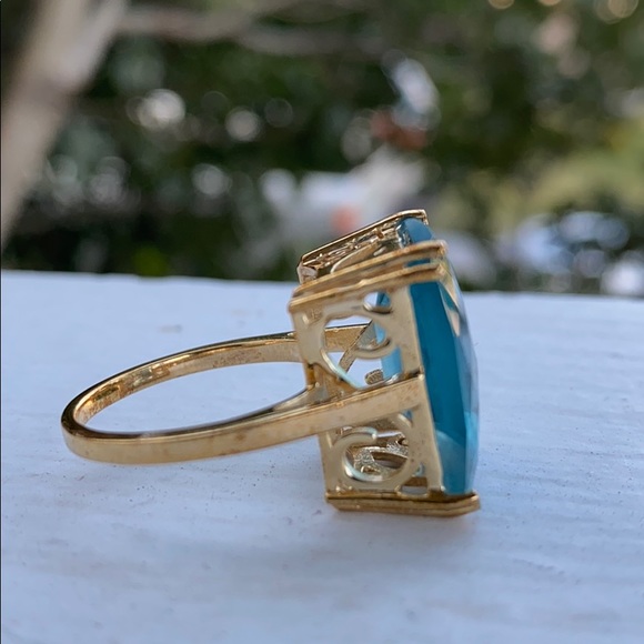 Emerald Cut Fluorite Gold Plated Ring - Picture 6 of 16